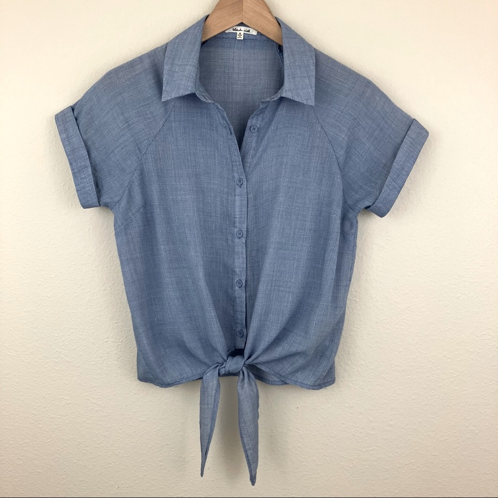 Blueh Ciel Short Sleeve Front Knot Top
